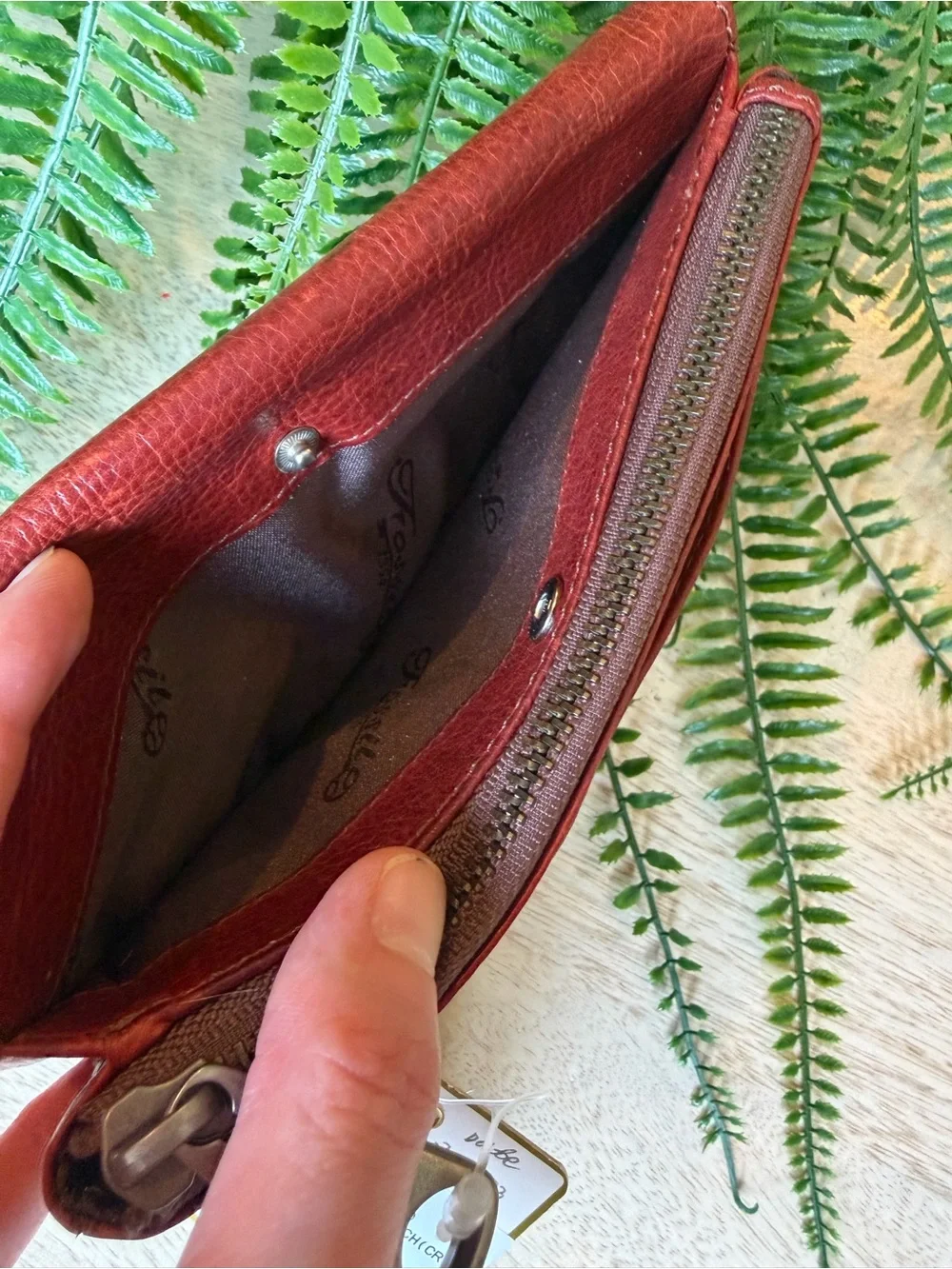FOSSIL Deep Red Leather Wallet Never Used
